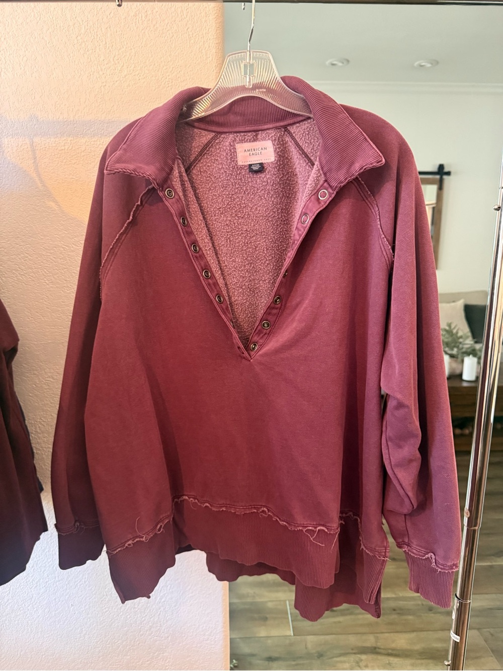 American Eagle Outfitters Women's Mauve Snap-Front Pullover Sweatshirt